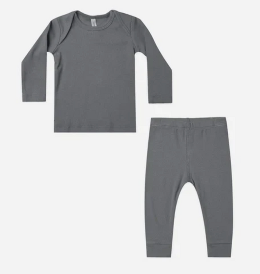 RIBBED TEE AND LEGGING SET || NAVY