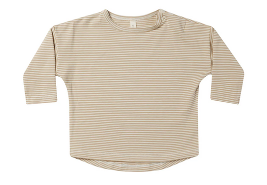 LONG SLEEVE TEE || LATTE MICRO STRIPE