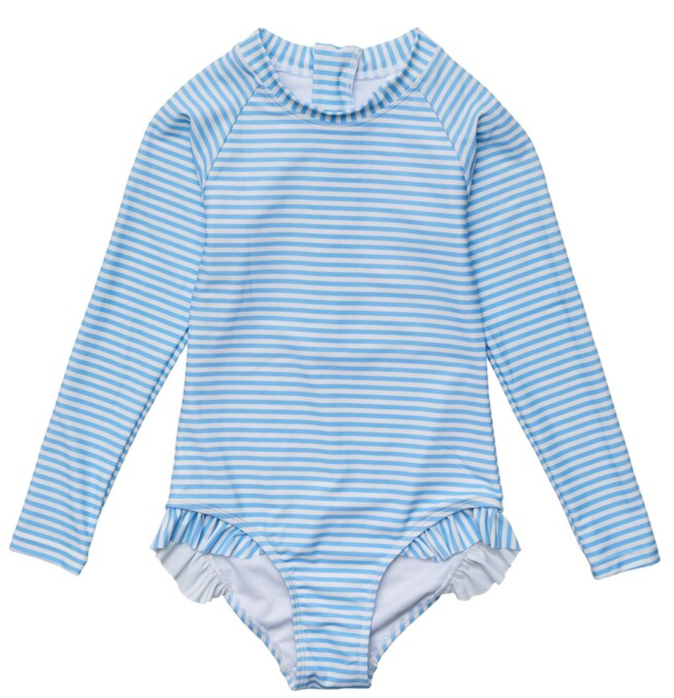 CORNFLOWER STRIPE LS SURF SUIT NEW