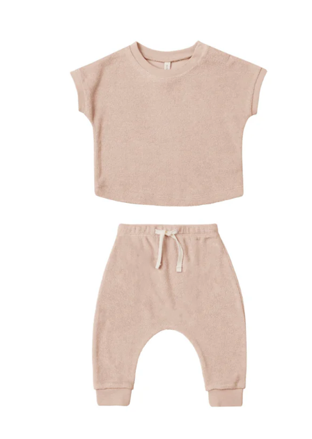 terry tee + pant set || blush
