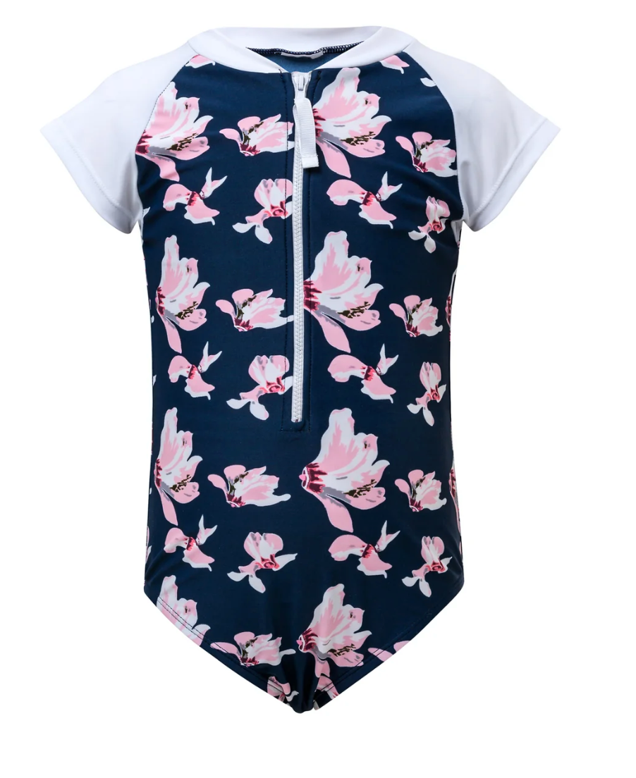 NAVY ORCHID SS SURF SUIT