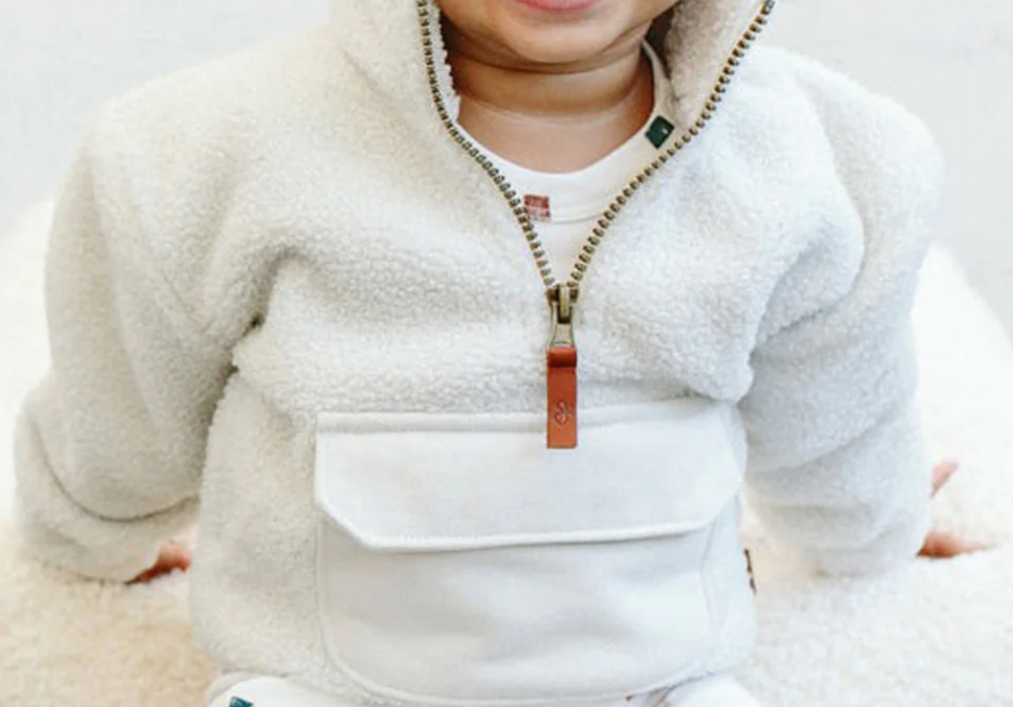 6-7Y Alabaster Zip Sherpa Pullover