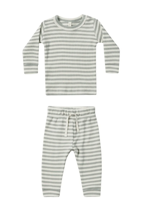 waffle top + pant set || sky stripe