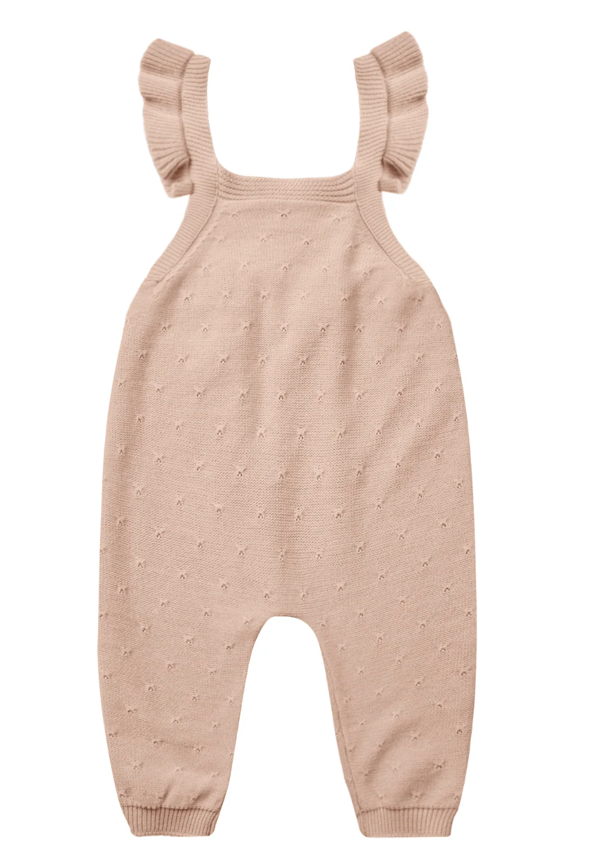 pointelle knit overalls || blush