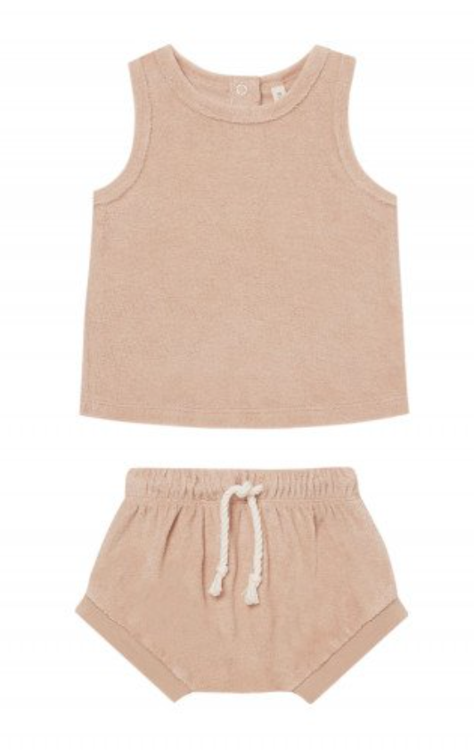 terry tank + short set || blush