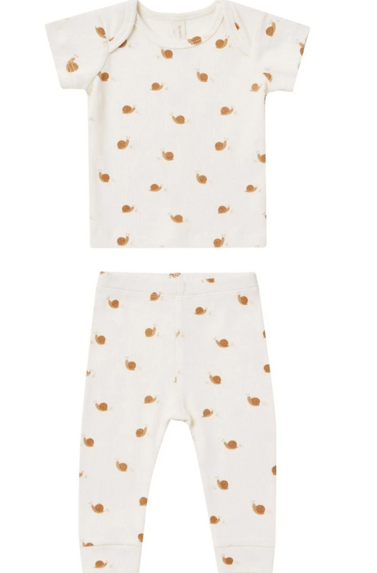 ribbed short sleeve tee + legging set || snails