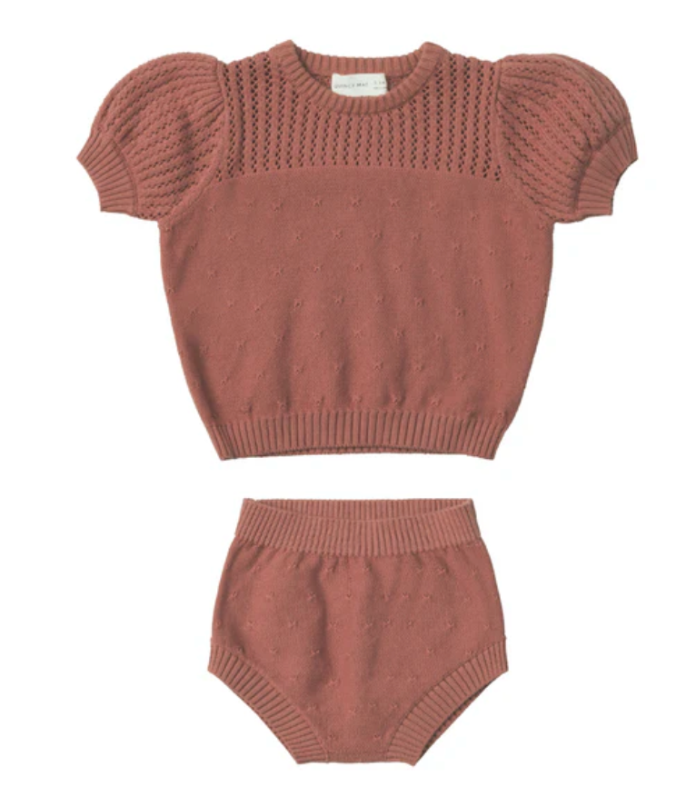 pointelle knit set || berry