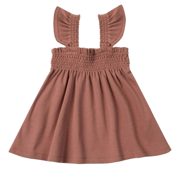 smocked jersey dress || berry