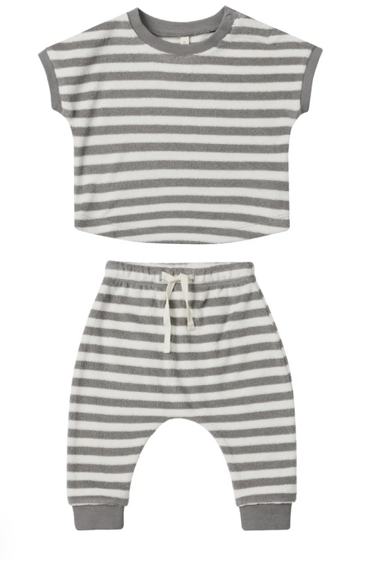 terry tee + pant set || retro stripe