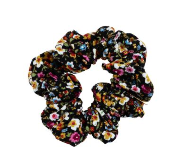 WINTER FLORAL SCRUNCHIE-BLACK