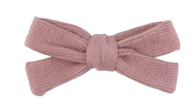 BRUSHED RIB SMALLISH BOW-MAUVE