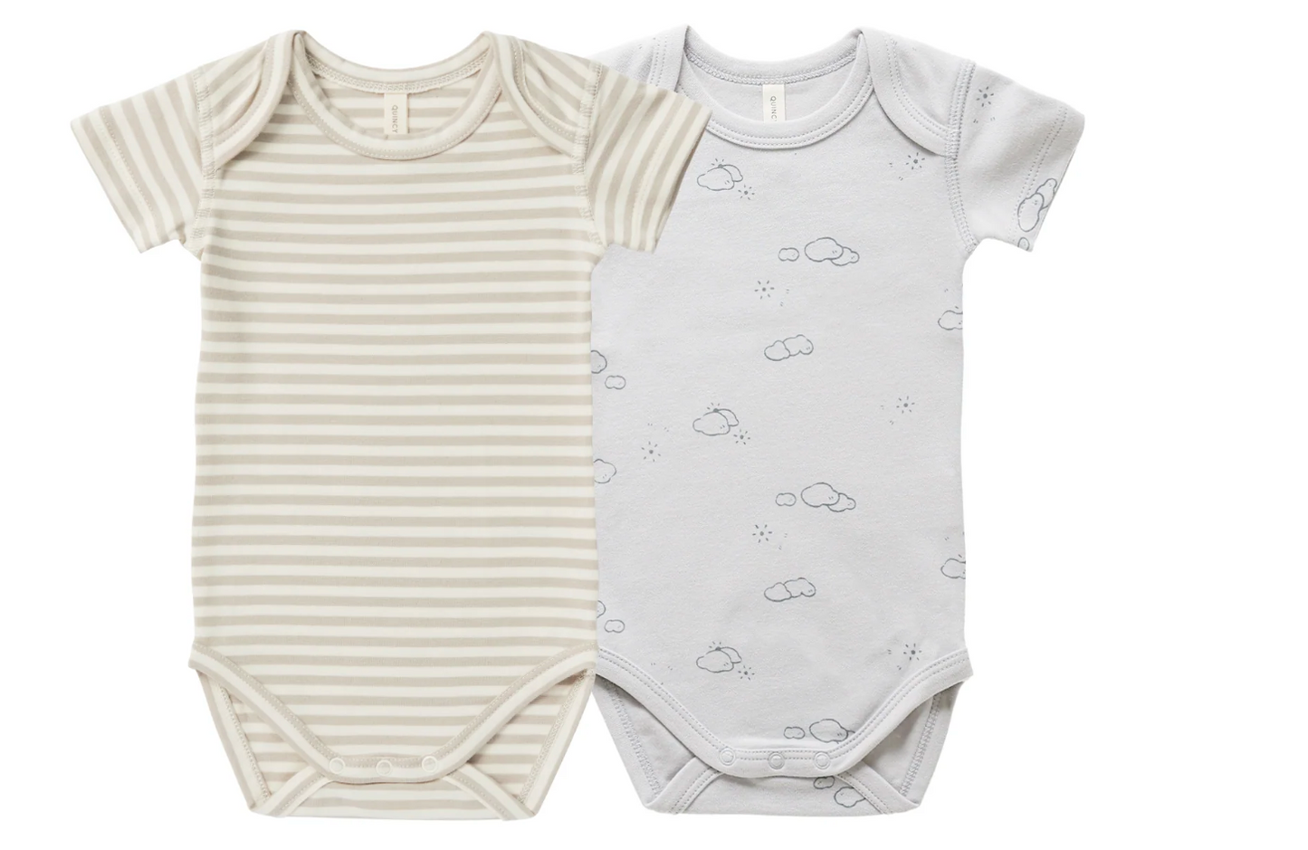 short sleeve bodysuit, 2 pack || ash stripe, sunny days