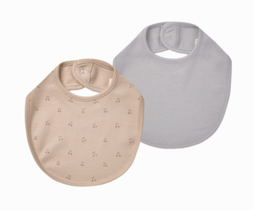 jersey snap bib || cherries, periwinkle