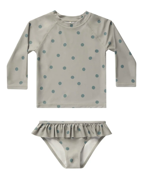 rash guard girls set || polka dot