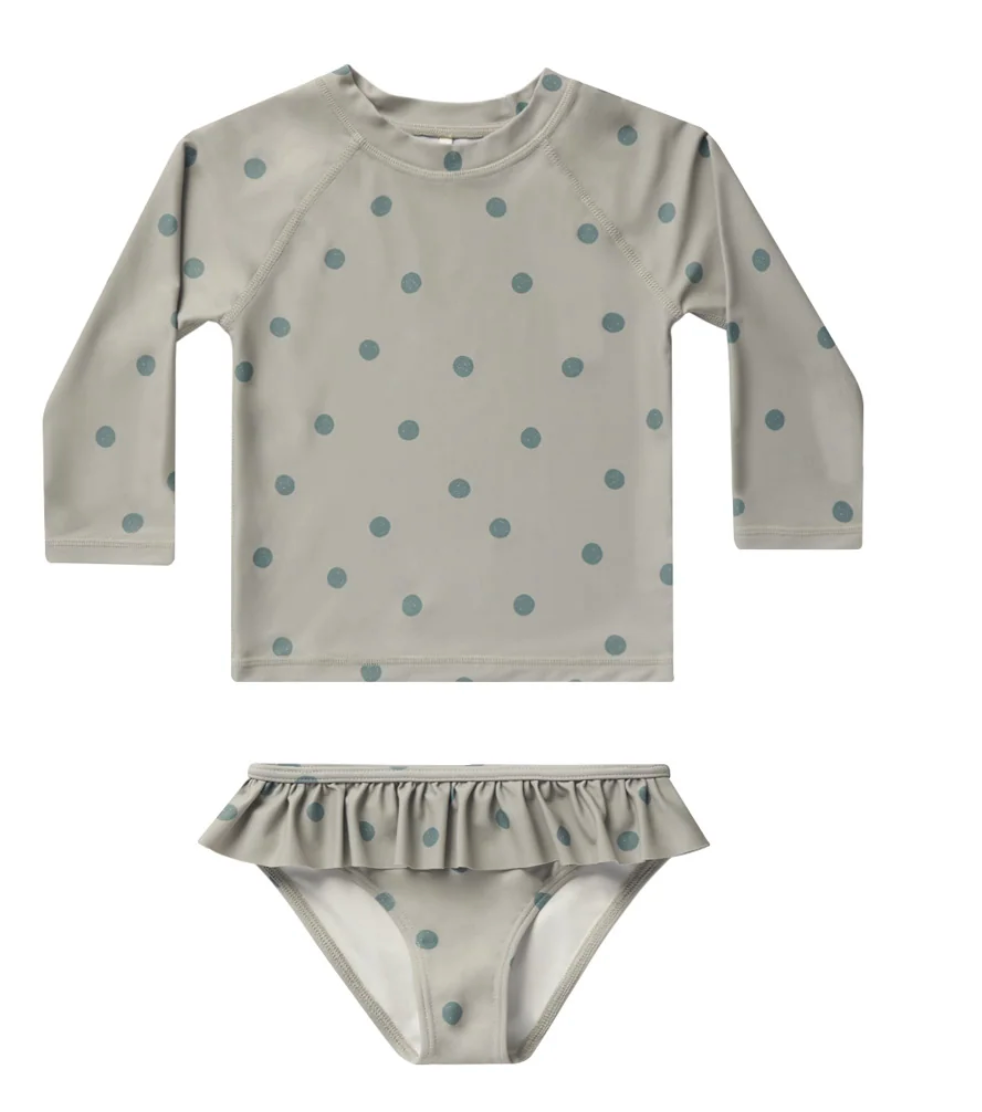 rash guard girls set || polka dot