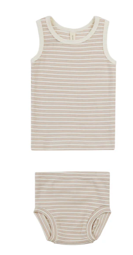 ribbed tank + bloomer set || oat stripe