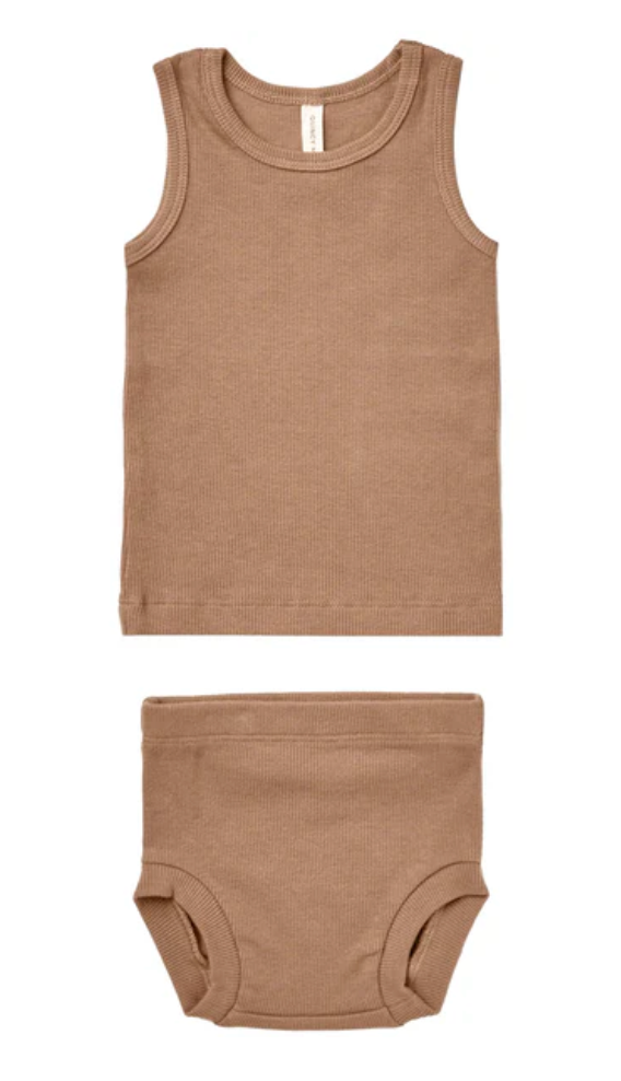 ribbed tank + bloomer set || clay