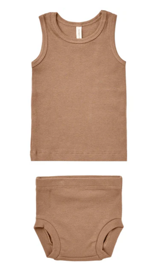 ribbed tank + bloomer set || clay