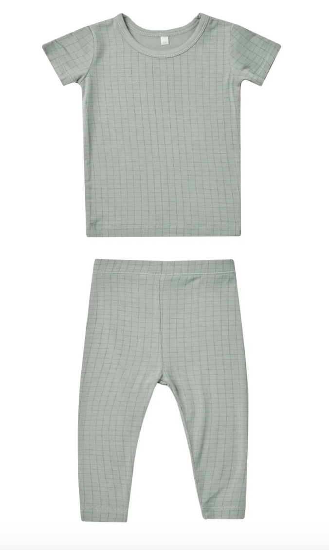 bamboo short sleeve pajama set || grid