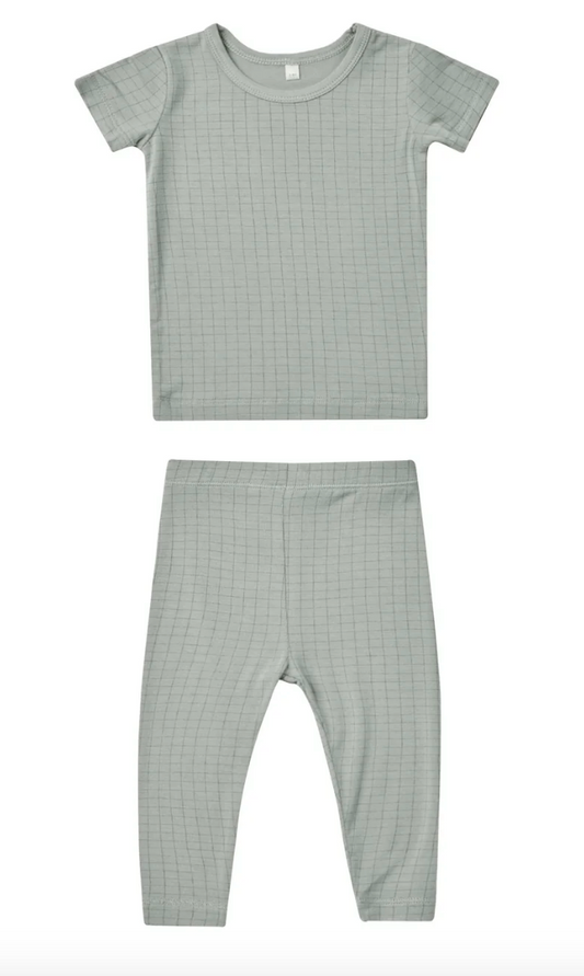 bamboo short sleeve pajama set || grid
