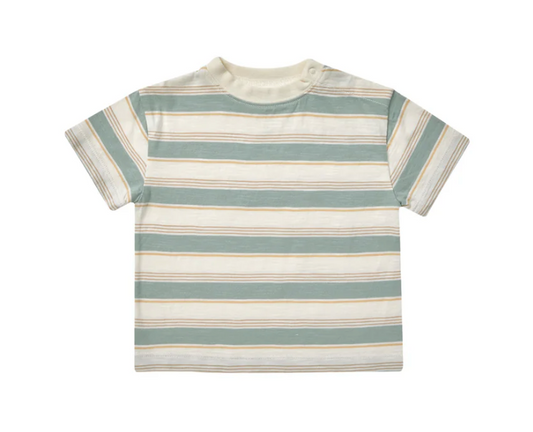 relaxed tee || aqua stripe