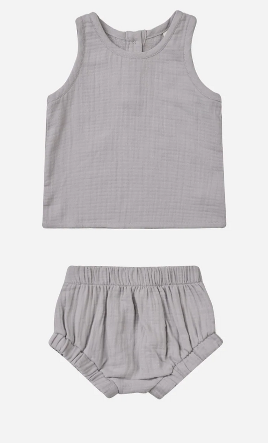 woven tank + short set || periwinkle