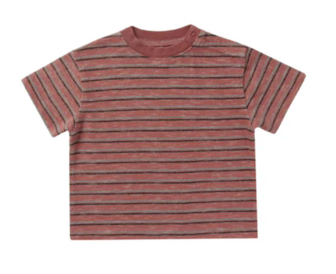 relaxed tee || red multi-stripe