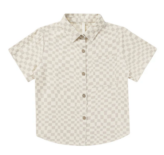 collared short sleeve shirt || dove check