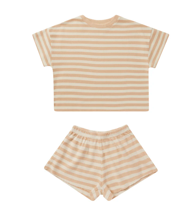 summer waffle set || apricot stripe