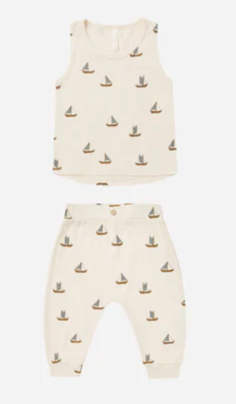 tank + slouch pant set || sailboats