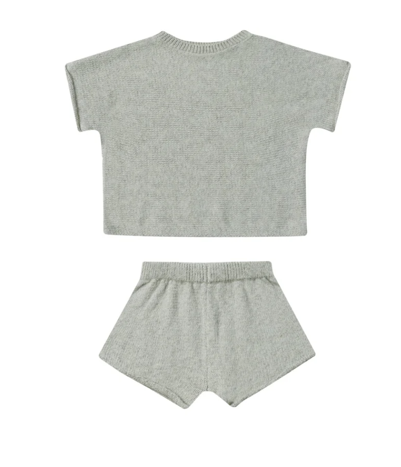 relaxed summer knit set || heathered sky