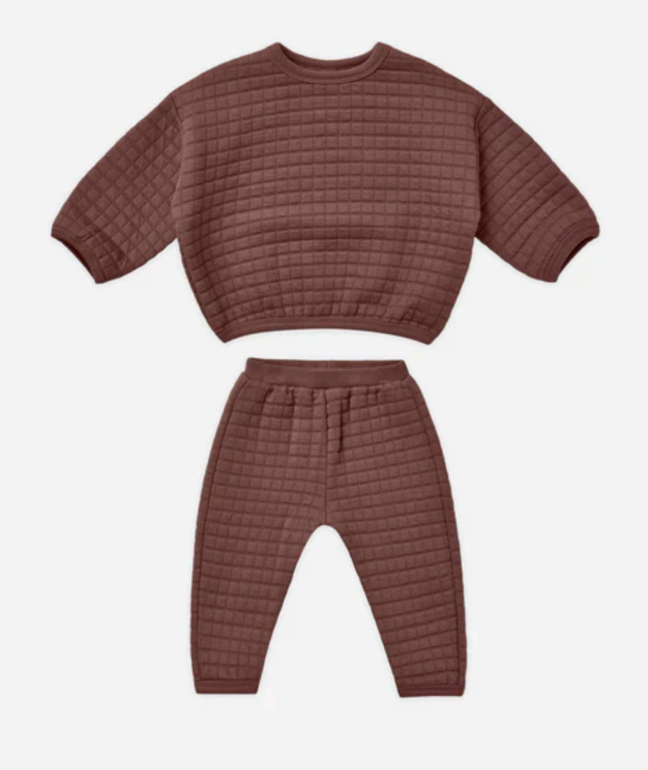 QUILTED SWEATER + PANT SET || PLUM