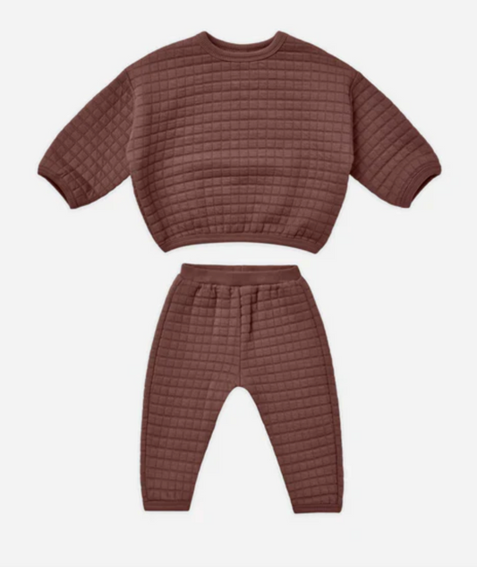 QUILTED SWEATER + PANT SET || PLUM