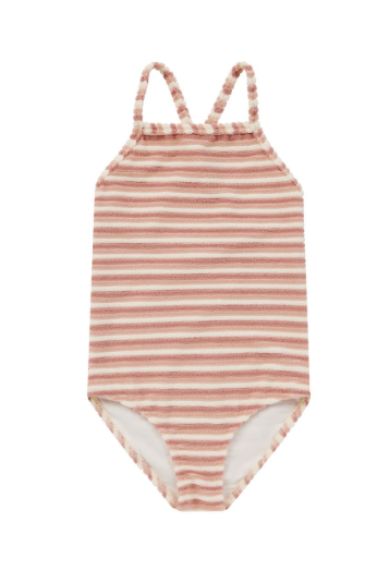 sky one-piece || pink stripe