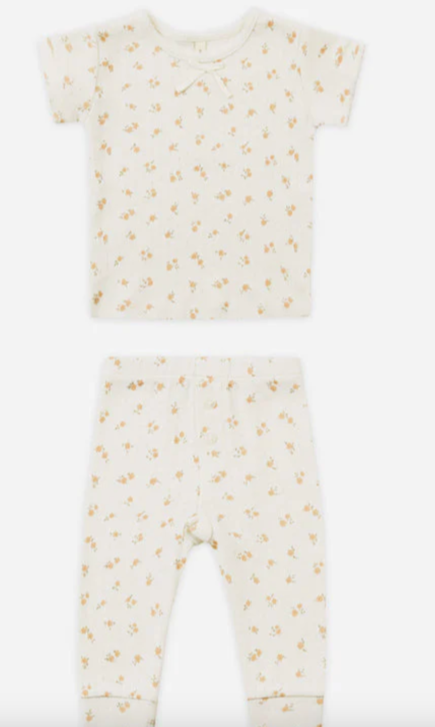 pointelle tee + legging || ditsy melon
