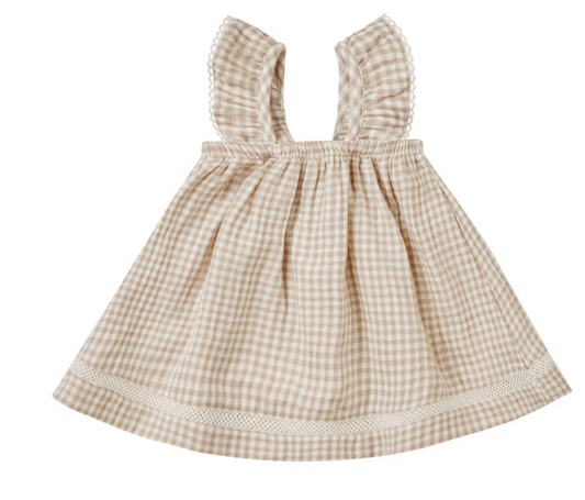 ruffle tank dress || oat gingham