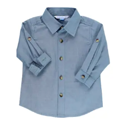 Boys Blue Chambray Long Sleeve Button Down | Blue / 7