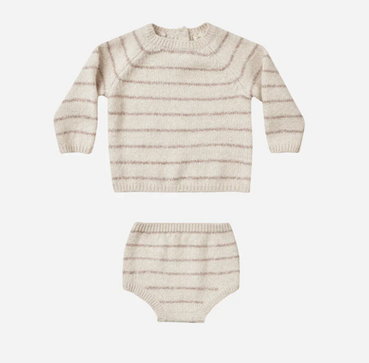 bailey knit set || heathered oat stripe