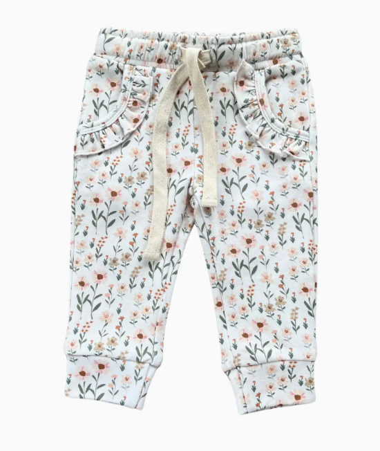 Girl's Ruffle Joggers Bamboo - Daisy Field