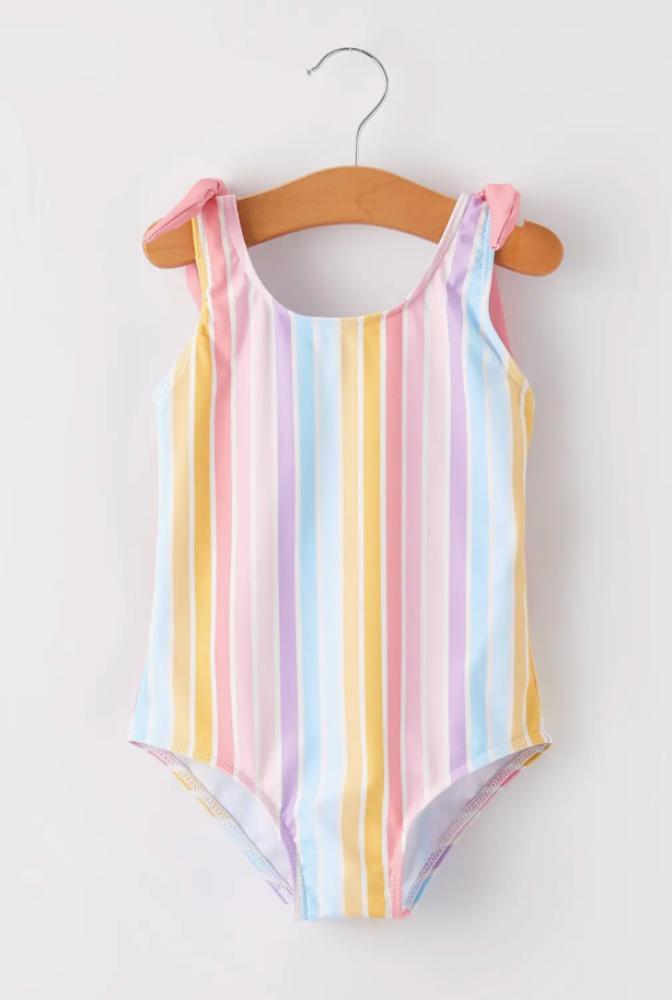 Colorful Stripe Floral Boutique Swimsuit