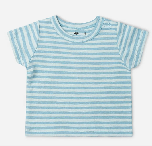 Short Sleeve Crewneck Tee_light Blue Tonal Stripe