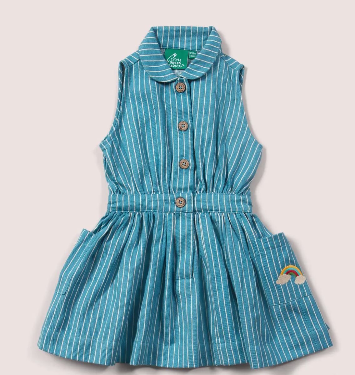 Horizon Blue Striped Pinafore Button Dress