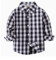 Black & White Plaid Cotton Button-Down Shirt