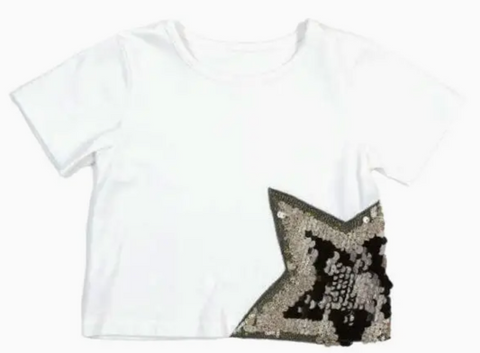 Star Sequin Tee | White