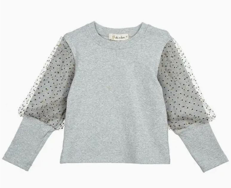 Mesh Dots Sleeves Top