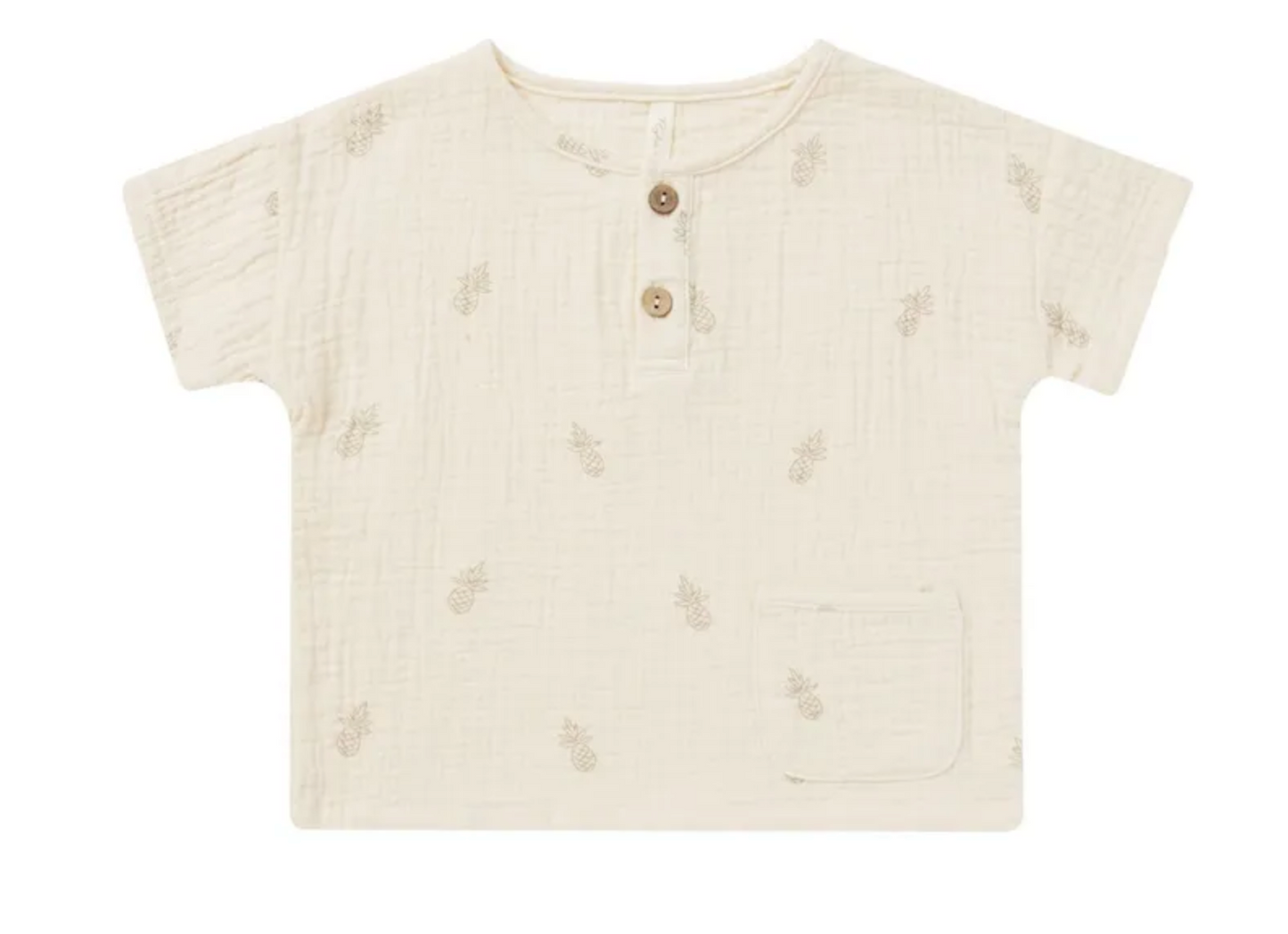 Woven Henley Tee || Pineapple
