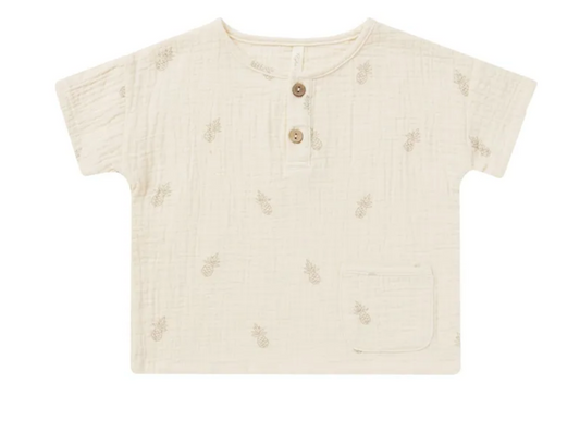 Woven Henley Tee || Pineapple