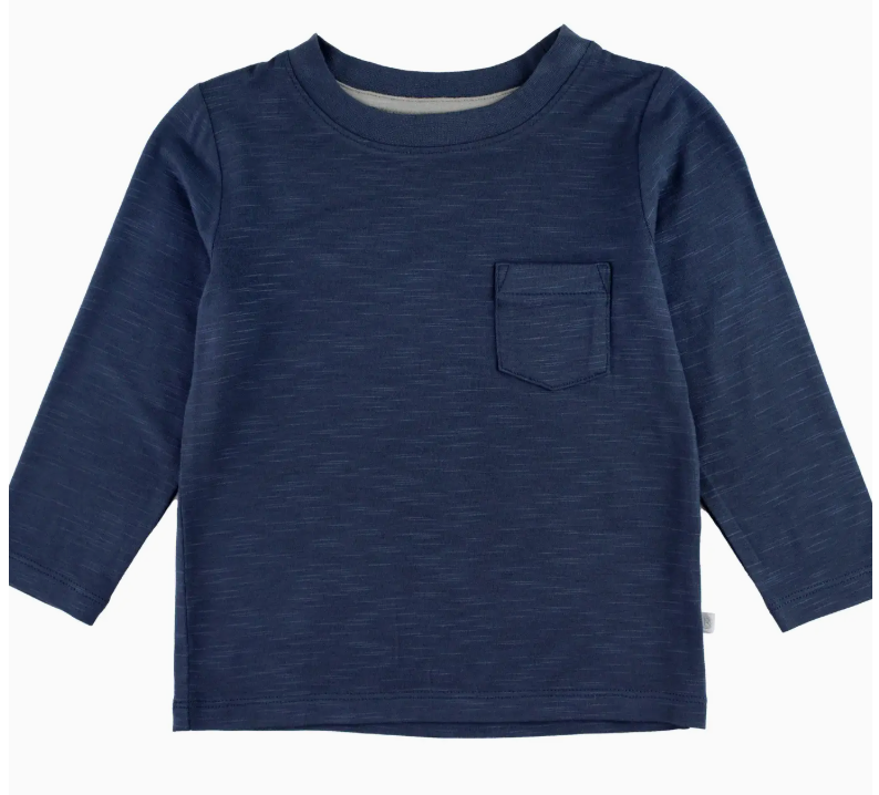 Dark Navy Ultrasoft Knit Long Sleeve Pocket Tee