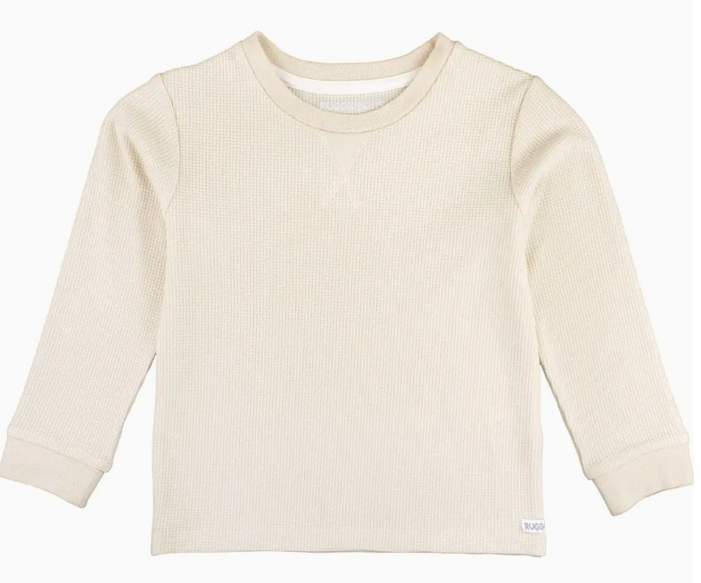 Boys Oatmeal Waffle Knit Long Sleeve Crew Neck Shirt