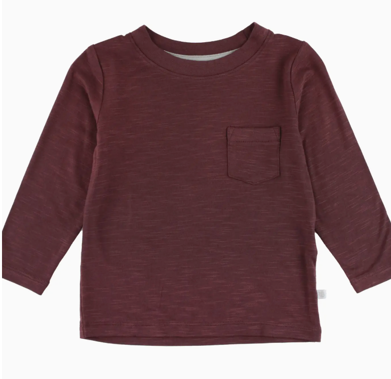 Rust Waffle Knit Long Sleeve Crew Neck Shirt